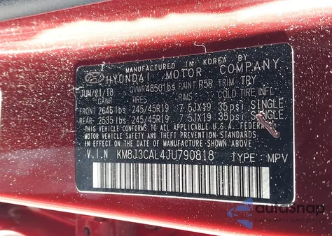 2018 Hyundai Tucson Sport z USA, uszkodzony, nr VIN KM8J3CAL4JU790818